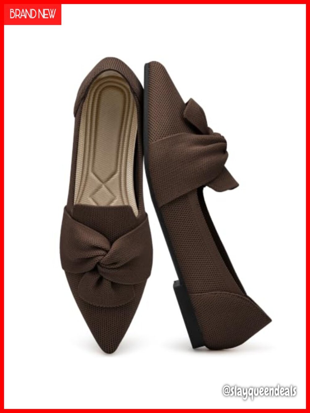 KNIT Pointed Toe Ballet Flats Pull On Comfort Women Business Office